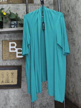 24/7 Comfort Apparel Green 24Seven Comfort Apparel Knit 3 4 Sleeve 2X